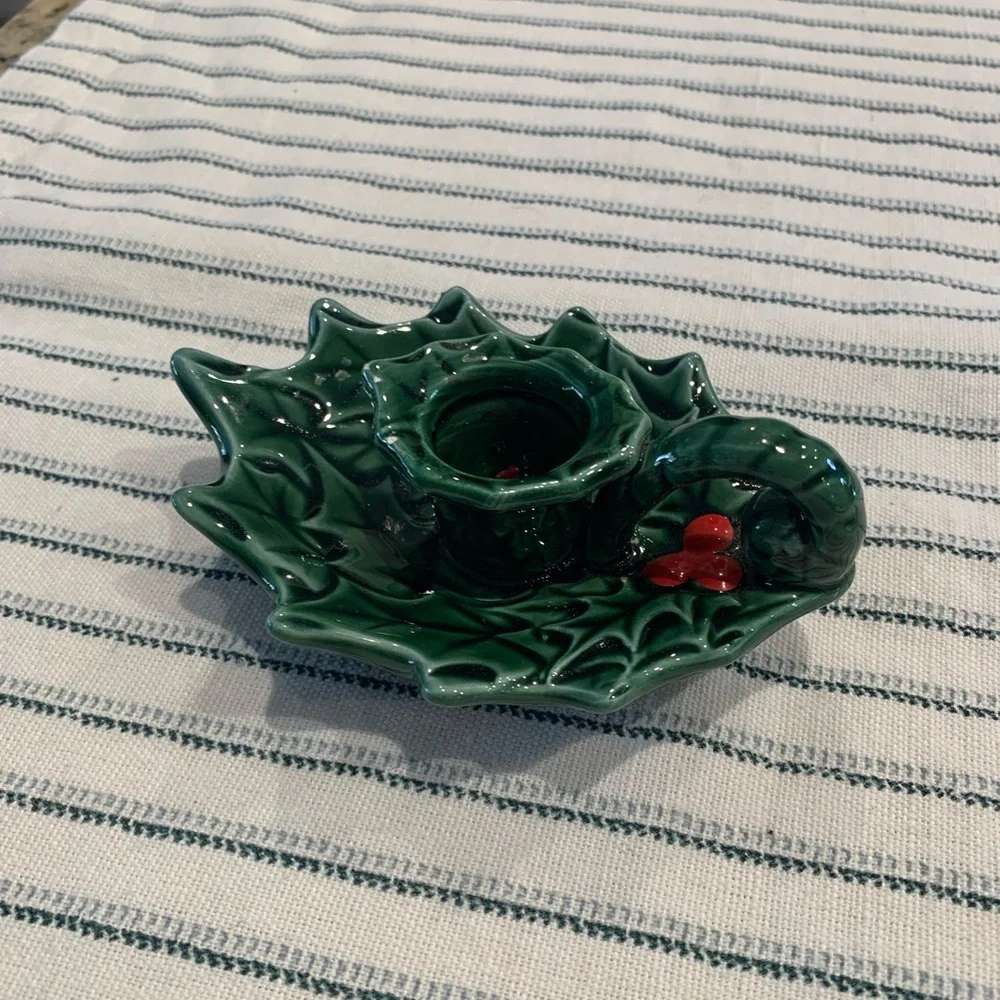 Vintage Lefton Holly Berry Candle Holder